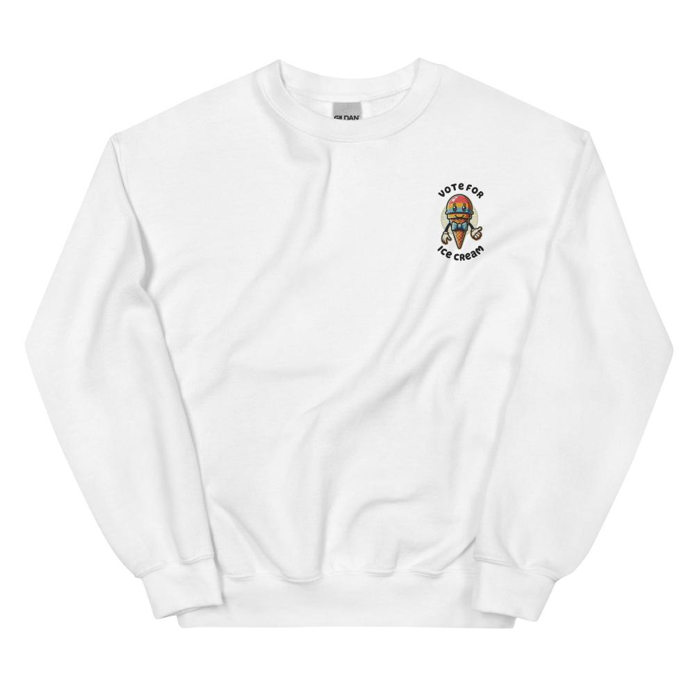 Vote For Ice Cream Embroidered Sweatshirt - White Color - https://ascensionemporium.net